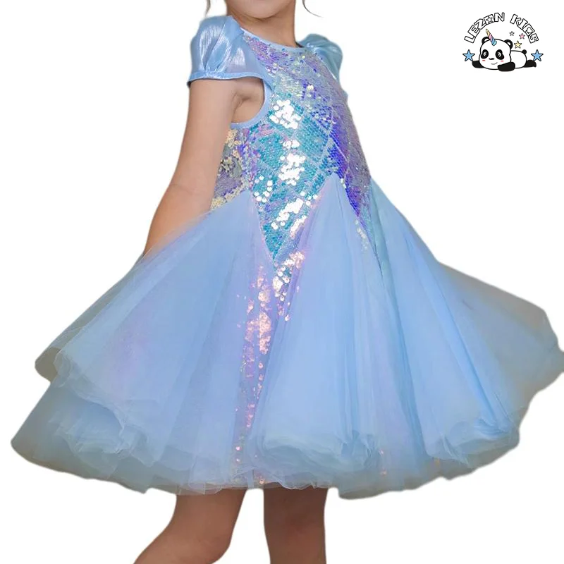 LEZONKIDS - 2024 New Spring Summer Kids Tutu Skirt Sequined Dress Party Dress Girl Tulle Dress